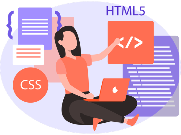 Female Html Programmer  Illustration