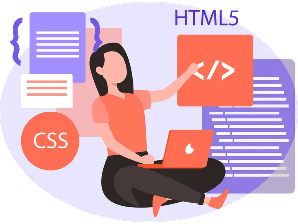 Female Html Programmer  Illustration