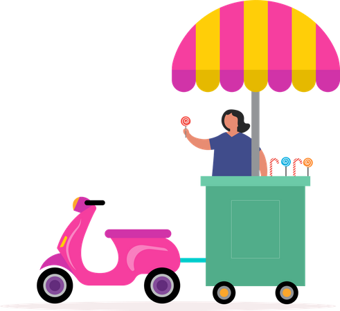 Female ice cream vendor  Illustration