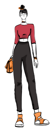 Female in designer clothes  Illustration