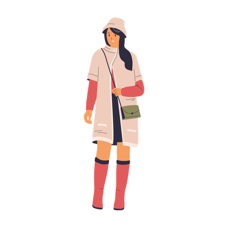 Female In Winter Outfit  Illustration