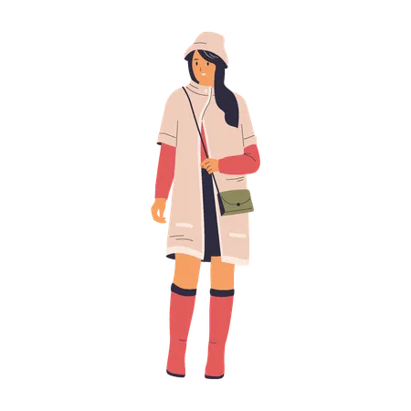 Female In Winter Outfit  Illustration