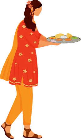 Female Indian wearing sari Illustration