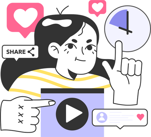 Female influence sharing video  Illustration