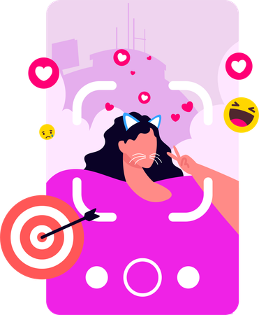 Female Influencer At Live On Social Media Site  Illustration