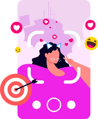 Female Influencer At Live On Social Media Site  Illustration
