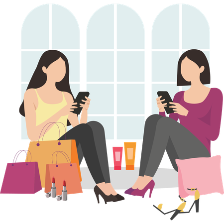 Female influencer doing product review  Illustration