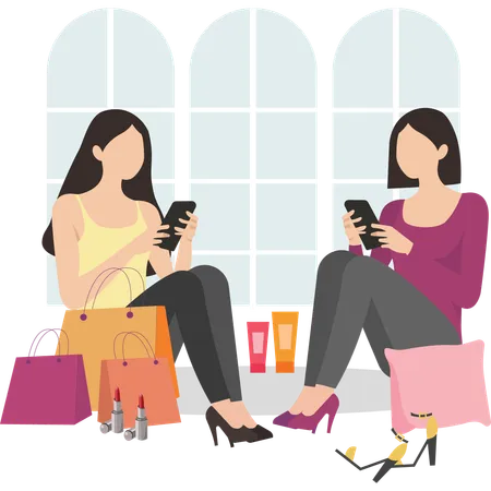 Female influencer doing product review  Illustration