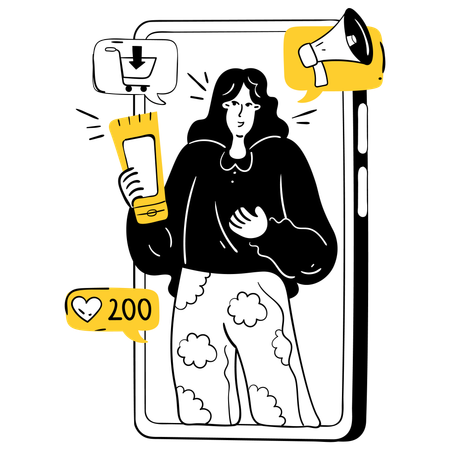 Female Influencer doing social media marketing  Illustration