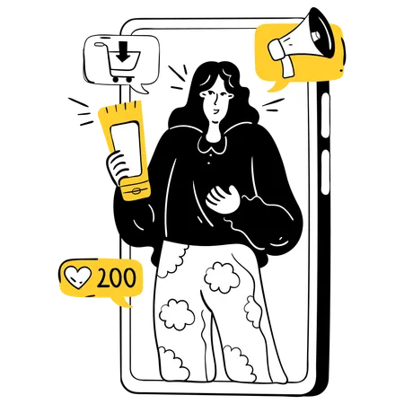 Female Influencer doing social media marketing  Illustration