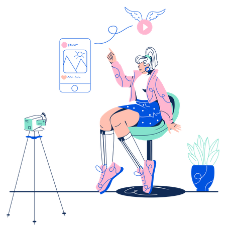 Female Influencer doing Video Marketing  Illustration