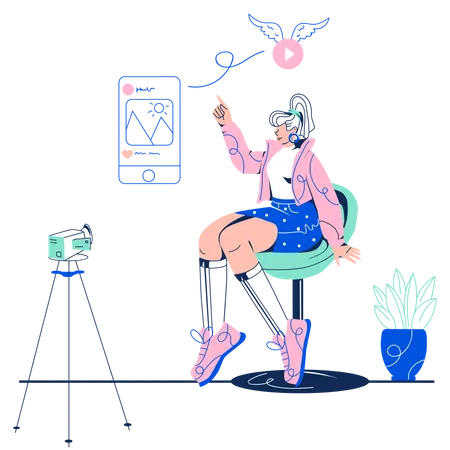 Female Influencer doing Video Marketing  Illustration