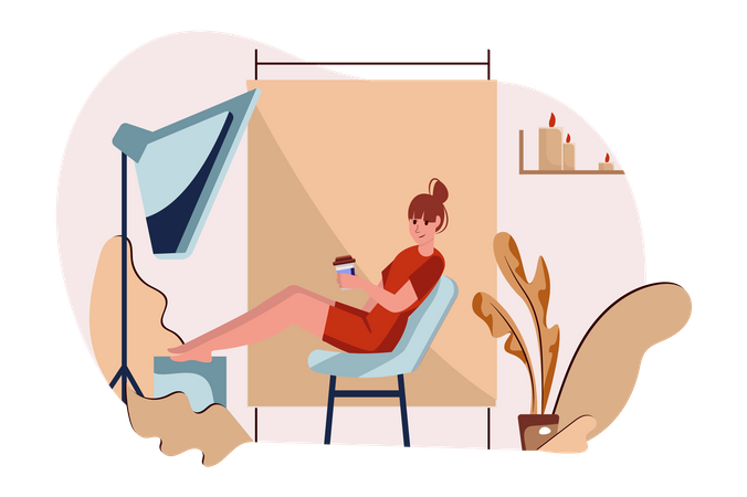 Female influencer endorsing product  Illustration