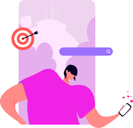 Female Influencer Hit Target  Illustration