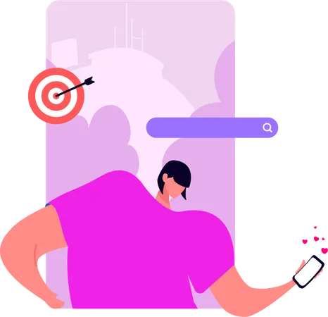 Female Influencer Hit Target  Illustration