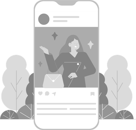 Female Influencer on Social Media  Illustration