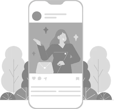 Female Influencer on Social Media  Illustration