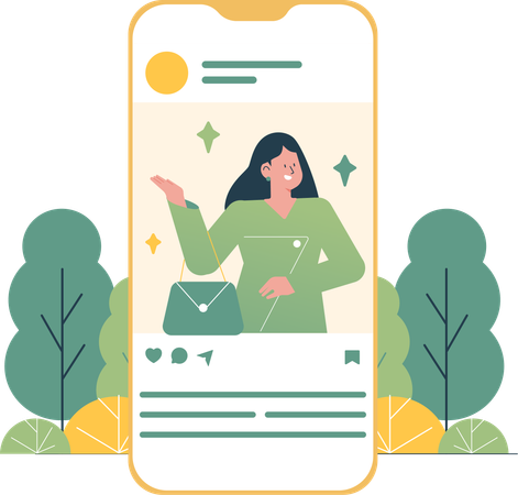 Female Influencer on Social Media  Illustration