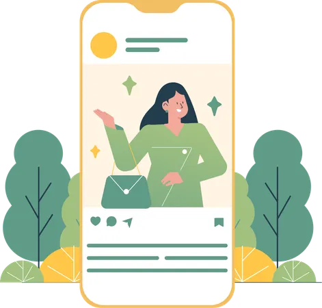 Female Influencer on Social Media  Illustration