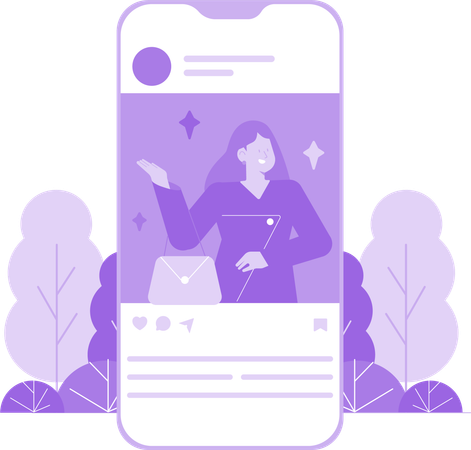 Female Influencer on Social Media  Illustration