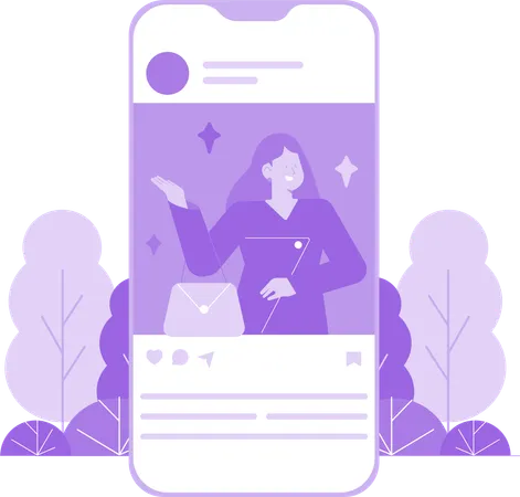 Female Influencer on Social Media  Illustration