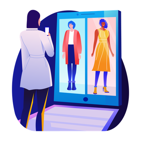 Female interacting with ar fashion  Illustration