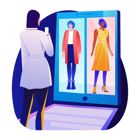 Female interacting with ar fashion  Illustration