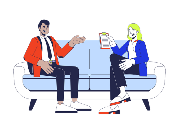 Female interviewer conducting interview  Illustration