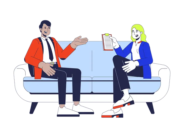 Female interviewer conducting interview  Illustration