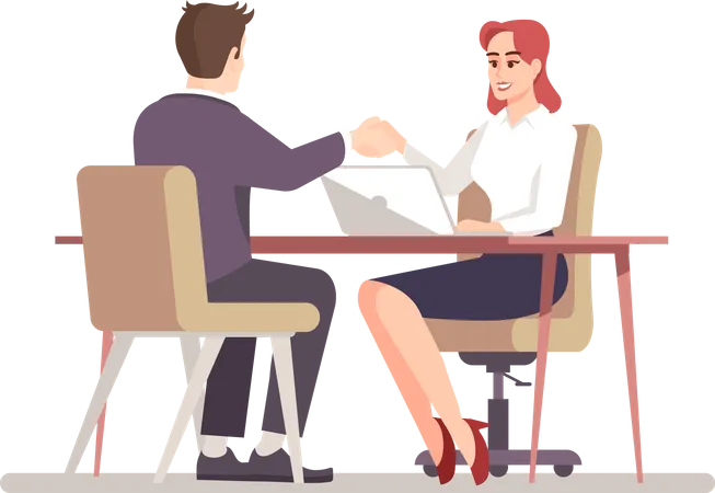 Female interviewer hiring employee  Illustration