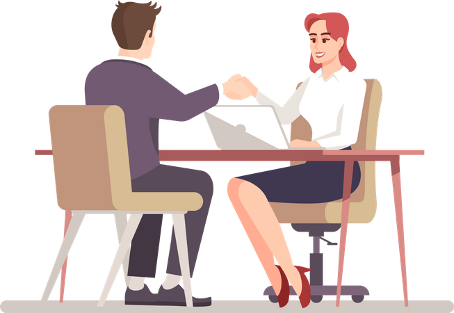 Female interviewer hiring employee  Illustration