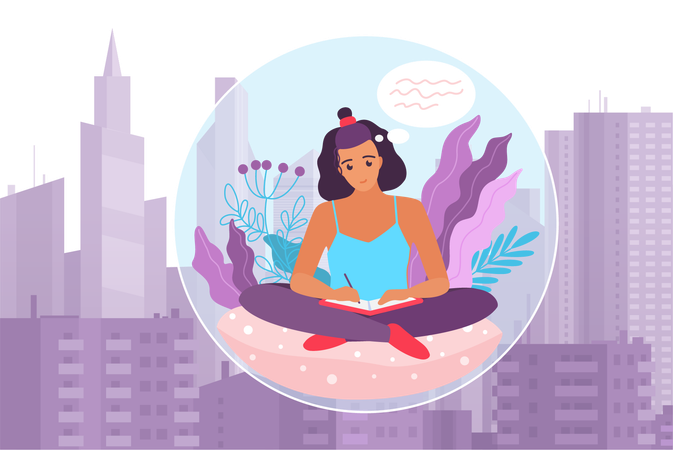 Female introvert in bubble  Illustration