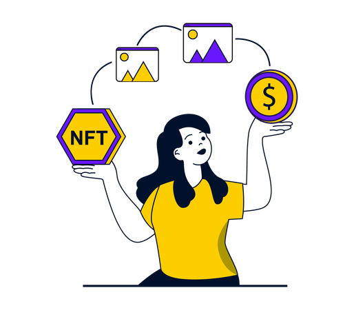 Female investing in NFT  Illustration