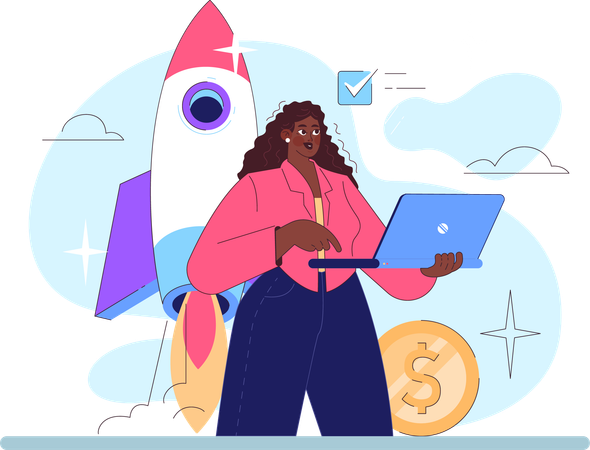 Female investing in startup business  Illustration