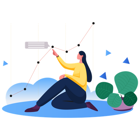 Female Investor analyzing stock market  Illustration