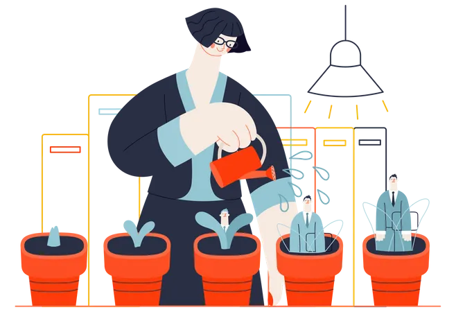 Female investor doing investment  Illustration