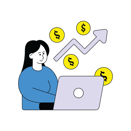 Female Investor Doing Investment  Illustration