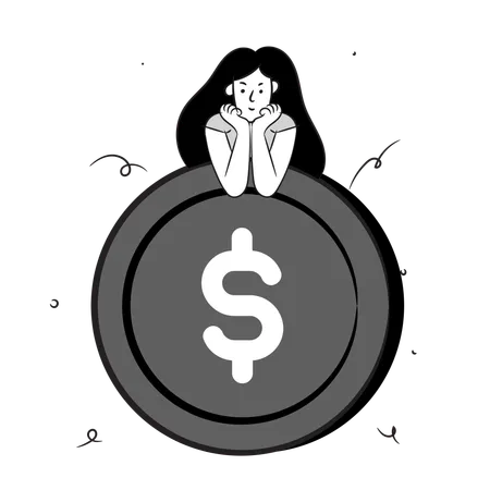 Female investor thinking something  Illustration