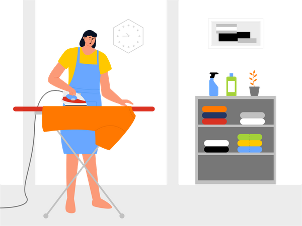 Female ironing clothes  Illustration