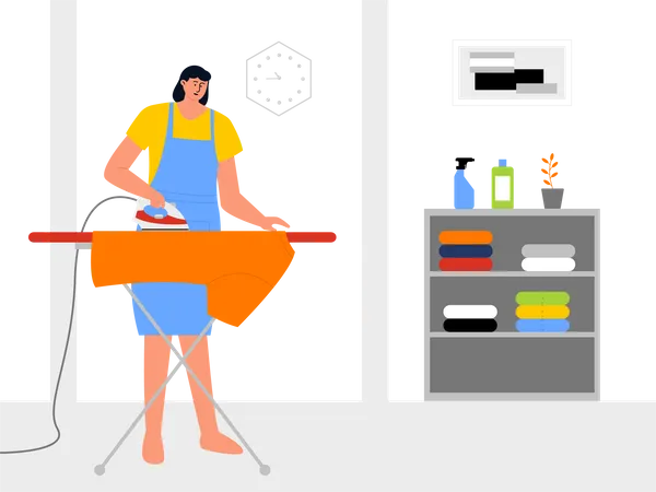 Female ironing clothes  Illustration