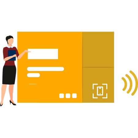 Female is explaining about wireless network connection  Illustration