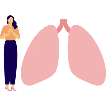 Female is happy with healthy lungs  Illustration
