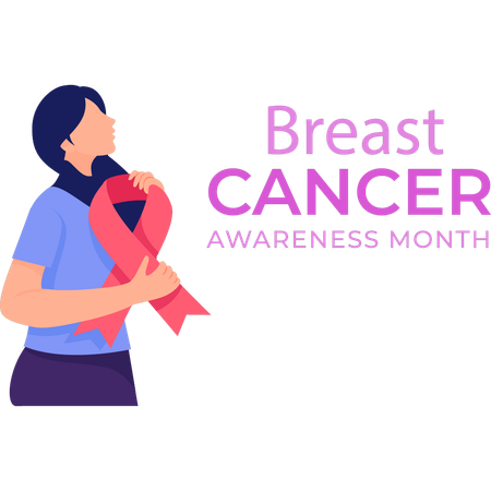 Female is holding a ribbon  Illustration