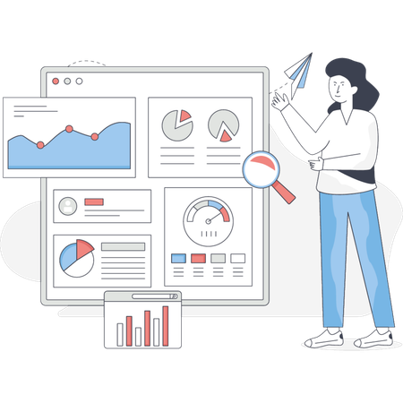 Female is monitoring performance  Illustration