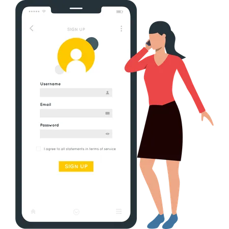 Female is registering account  Illustration