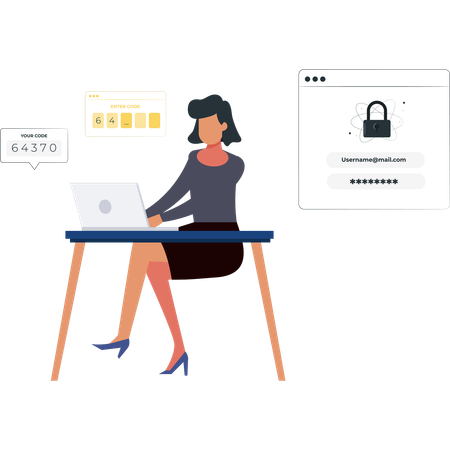 Female is registering her account  Illustration