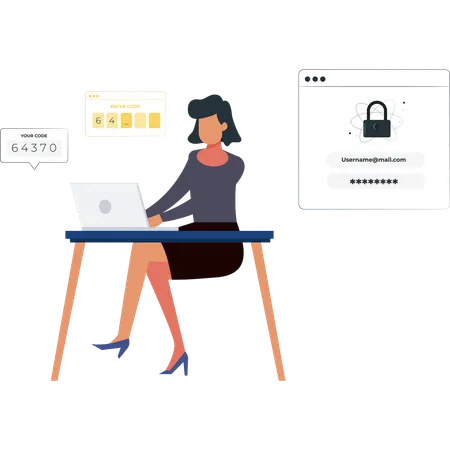 Female is registering her account  Illustration