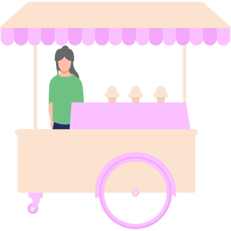 Female is selling the ice cream  Illustration