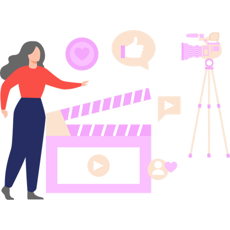 Female is shooting a video  Illustration