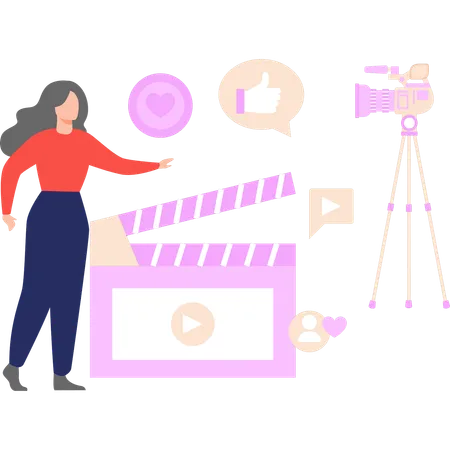 A Female Is Shooting A Video Illustration